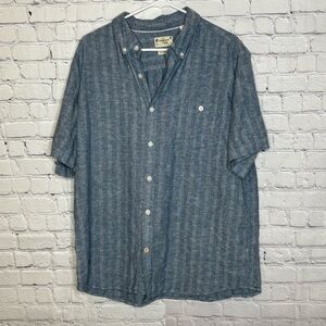 Weatherproof Vintage Men's Casual Blue Button-Down Shirt Washable Linen Size XL